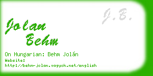 jolan behm business card